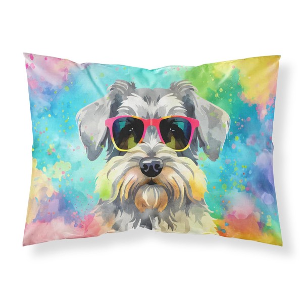Caroline's Treasures DAC2553PILLOWCASE Schnauzer Hippie Dawg Standard Pillowcase Lightweight Super