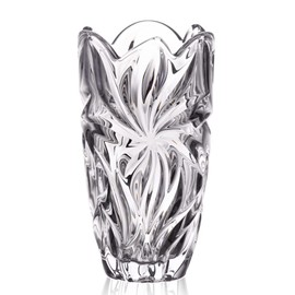 Czech Bohemian Crystal Glass Vase 11" Clear ''Flora'' Vintage Design Elegant Centerpiece Flower Vase Home Decor Wedding Birthday Housewarming Anniversary