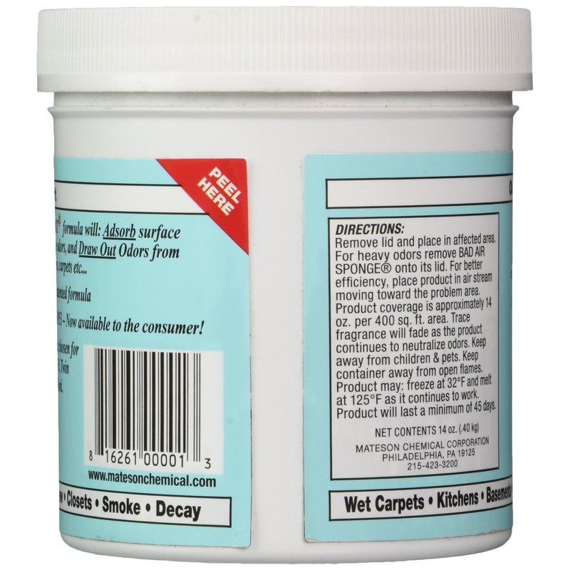 Bad Air Sponge Odor Neutralant Neutralizes and Absorbs Odors 14oz