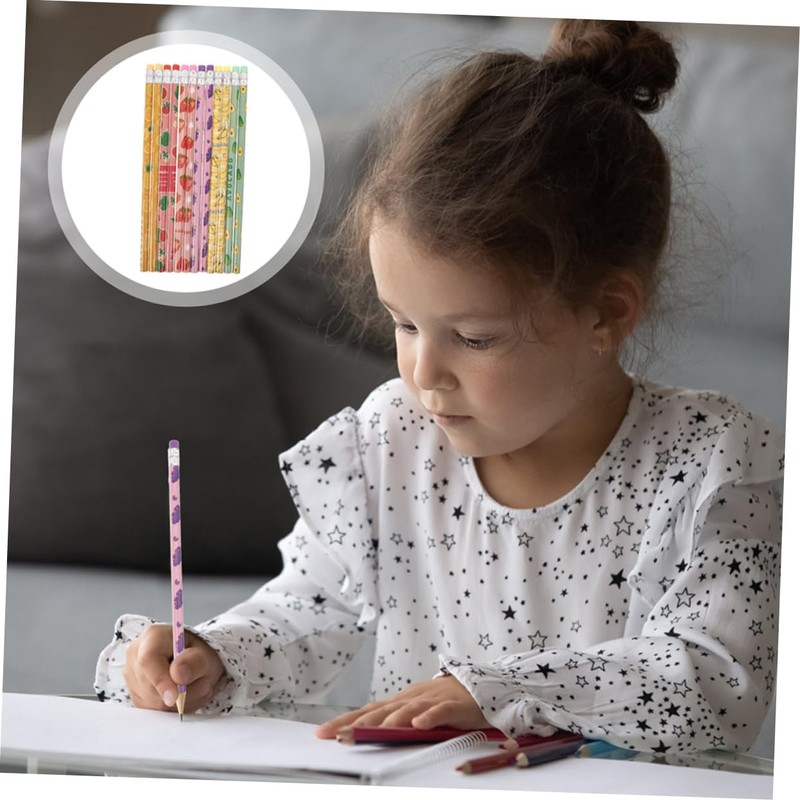Kisangel 36pcs Cute Fruit Themed Pencils for Fun Wooden Drawing