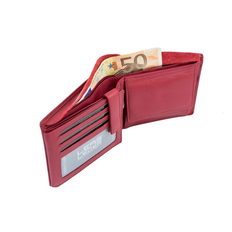 Men's and Women's wallet horizontal format LEAS, Genuine Leather, cherry
