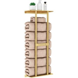 Bathroom Towel Storage Rack for Bathroom, 30 inch Towel Racks Wall Mounted with Shelf Can Holds 6 Large Towels, Wall Towel Rack for Rolled Towels, Gold - Color: Black, Size: 30 IN with Shelf