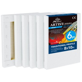 PHOENIX 8x10 Inch 6 Pack Artist Canvas - Small Stretched Canvases for Painting - 3/4 Inch Profile, 100% Cotton 11 Oz. Gesso Primed White Blank Professional Canvas Oil & Acrylic Paints