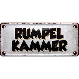schilderkreis24 - Tin signs, funny saying "Rumpel Kammer" decorative sign, gift idea, door, humour, funny gift for birthday or Christmas, 28 x 12 cm
