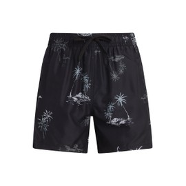 Kanu Surf Men's Standard Wade Swim Trunks (Regular & Extended Sizes), Cape May Black, Large