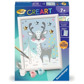 Ravensburger CreArt 20159 - Cute Deer - Painting by Numbers for Children from 7 Years, Painting Set with Frame, Brush and Acrylic Paints, Gift for Girls and Boys, with Glitter