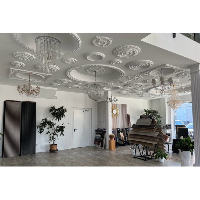 HEXIM Stucco Rosette Polystyrene EPS White, Ceiling Rosette Round and