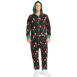 Tipsy Elves Christmas Onesies for Adults - Comfy Unisex Matching Holiday Jumpsuits with Convenient Pockets - Cozy Black Cookie Cutter Christmas Jumpsuit Size Small