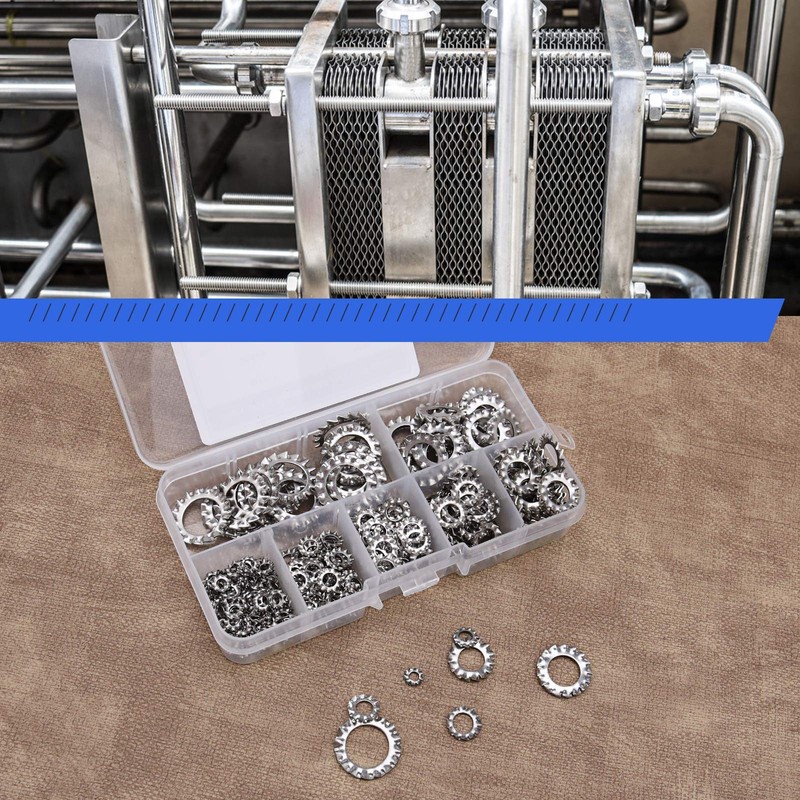 EMSea 300Pcs M3-M12 External Serrated Lock Washers Assortment Set with