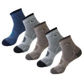 SEOULSTORY7 5pack Men's Full Cushion Mid Quarter Length Hiking Socks