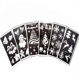 6 Sheets Glitter Tattoo Stencils for Kids Christmas Party Decoration Chlidren Drawing Templates Temporary Tattoo