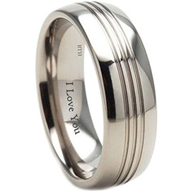 BESTTOHAVE Mens Titanium Ring - 8mm Wide - Engraved Inside With I Love You Classic Unisex Wedding Engagement Comfort Fit Jewellery Band Ring - Size S