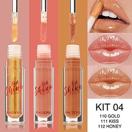 AQUAPURITY Phoera® Cushiony High Shine Lip Gloss 3ml Pigmented Moisturising Non-Sticky clear lipgloss (112 Honey)