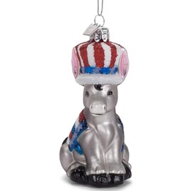 Kurt Adler NB1592 Noble Gems Political Donkey Hanging Ornament, 4-inch Height, Glass