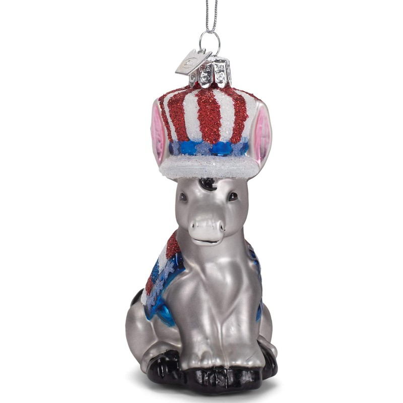 Kurt Adler NB1592 Noble Gems Political Donkey Hanging Ornament, 4-inch