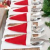 Holibanna 60pcs Mini Santa Hat Christmas Hats Cutlery Holder Fork