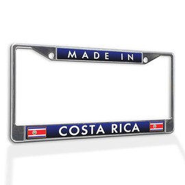 Fastasticdeals Metal Insert License Plate Frame Made in Costa Rica Weatherproof Car Accessories Chrome 2 Holes Solid Insert