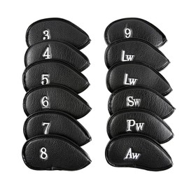 12 Pcs Golf Club Head Covers with Embroidered Labels, Leather Headcovers for Golf Clubs, Durable and Stylish Head Covers for Irons Gift worthy