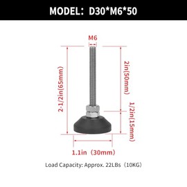 BORDSTRACT Pies De Nivelación De Muebles, 2 Uds. M6 10KG Niveladores De Servicio Pesado Ajustables Y Extensores De Patas para Gabinetes, Sofás, Mesas,