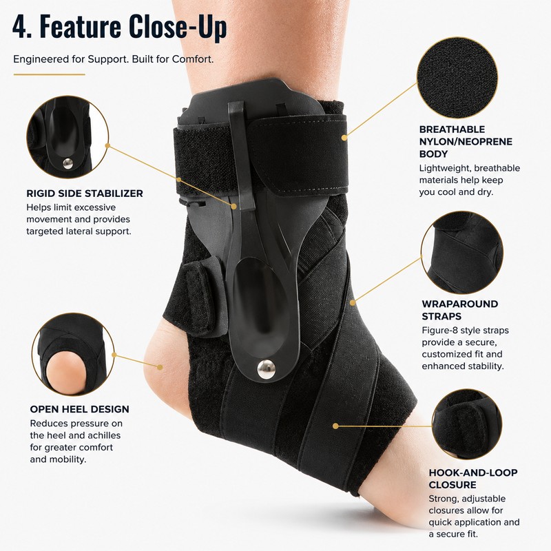 Adjustable Stirrup Ankle Brace for Daily Support – Rigid Stabilizer