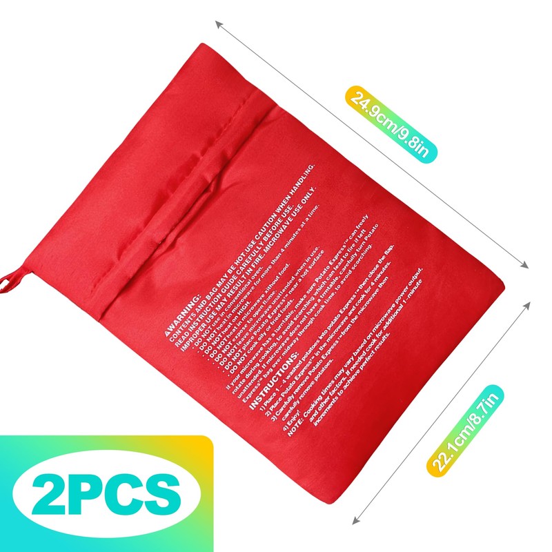 KornaDoz 2 Pack Reusable Microwave Potato Bag, Perfect Baked Potato