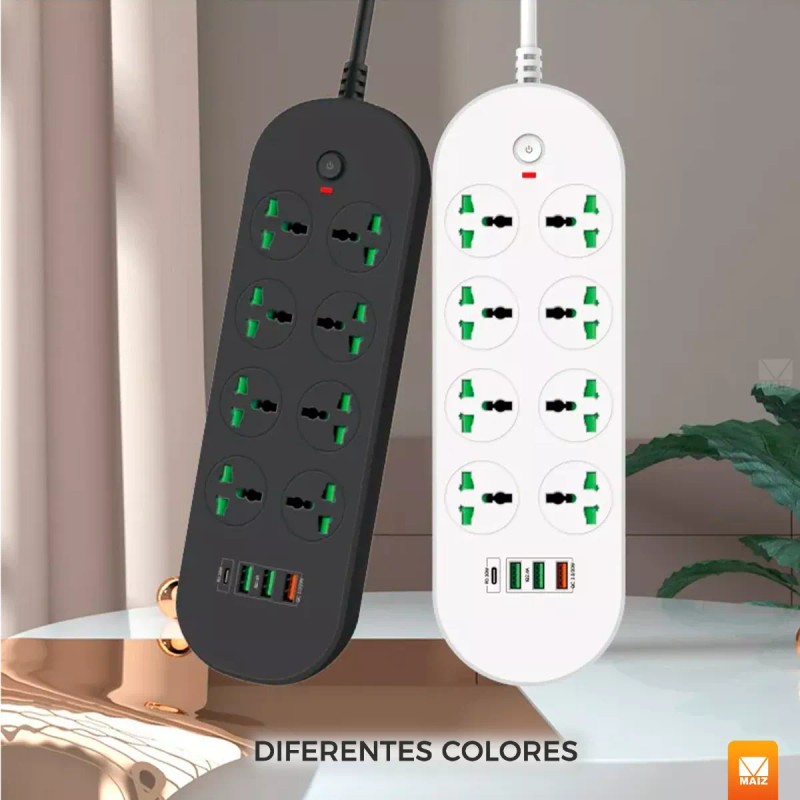 Maíz Multicontacto Cargador Barra Usb Supresor Picos Escritorio