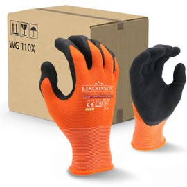 linconson 12 Pack Safety Performance Series Construction Mechanics Work Gloves (L (Pack of 12), Orange)