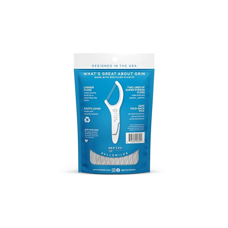 GRIN, Double Flossypx Travel, Hilo Dental Ecológico y Extra Largo,
