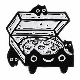 AAVEDGE Black Pizza Cat Pins, Cute Enamel Pins for Backpacks, Clothes, Bags, Lanyards, Hats & Jackets. Funny Black Cat Novelty Lapel Brooch Pin for Women, Men, Teens, Girls & Boys.
