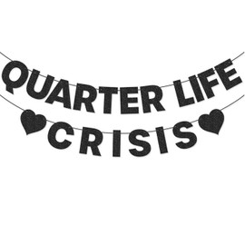 GFIURNJVVBJH Quarter Life Crisis Banner Fun Birthday Party Decorations for Women's 25th/30th Birthday Party Decorations(Black)