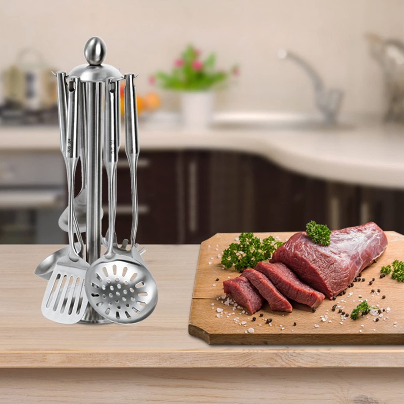 Peohud Set of 7 Kitchen Utensil Set, 304 Stainless Steel