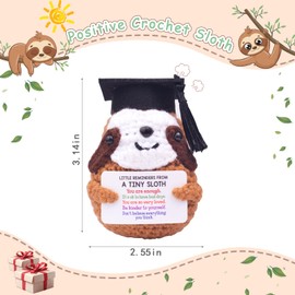 CoFuBcad 2025 Graduation Gift Emotional Support Sloth, Cute Knitted Positive Crochet Sloth Doll with Doctoral Hat Graduation CertificateToy Room Decoration