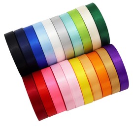 CEYERibon Double Face Satin Ribbon 3/8 Inch Ribbon 20 Solid Colour Ribbon Assortment, 3/8 Inch X 2 Yard Each Total 40 Yards Per Package, Ribbon for Gift Wrapping Ribbons