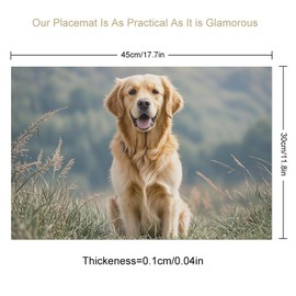 Placemats Set of 1 Golden Retriever Dog Printed Washable Wipeable Placemat Non-Slip PVC Table Mats Heat Resistant Place Mats Table Decor for Dining Patio Restaurant