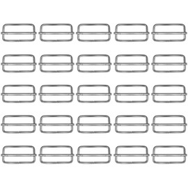 Craft County 25 Piece 1.25 Inch Metal Tri-Glide Slides Buckle Webbing Slider for Fasteners Strap Backpack, Silver