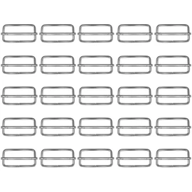 Craft County 25 Piece 1.25 Inch Metal Tri-Glide Slides Buckle Webbing Slider for Fasteners Strap Backpack, Silver