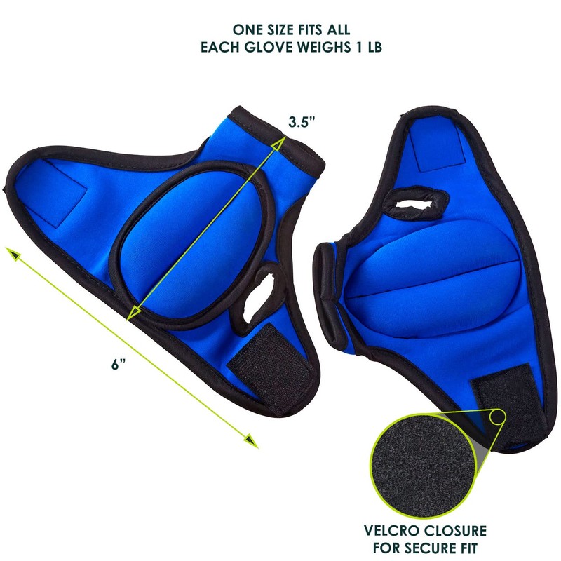 ProsourceFit Weighted Gloves, Pair of Heavy Duty 2 lb. Neoprene