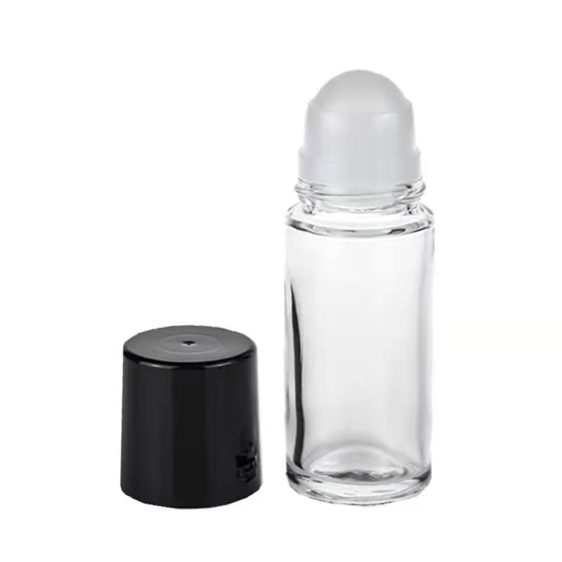 JJLFresheners 2Pcs Black Clear Empty Glass, Essential Oil Roller Bottles