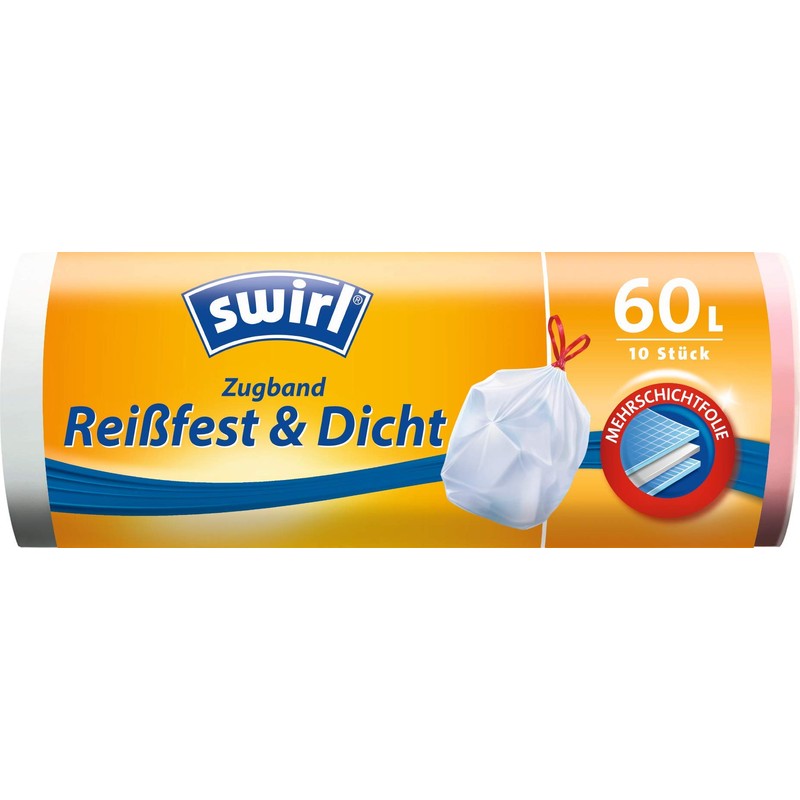 Swirl 60 Litre White Drawstring Bin Liners - 3 Rolls