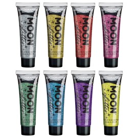 Holographic Face & Body Glitter Gel by Moon Glitter - 12ml - Set of 8 colours - Glitter Face Paint