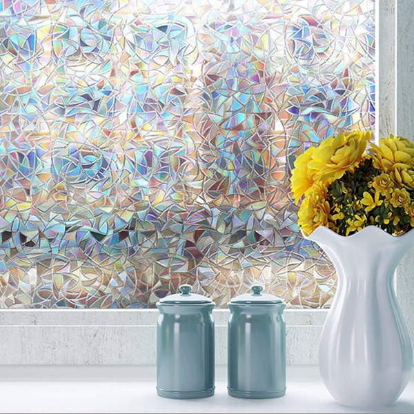 xinxin-home Window Film, Window, Frosted Glass, Blindfold Sheet, Floral Pattern, Glass, Sticking with Water, Light Shield, Removable, Makeover, Mosaic Pattern, Condensation Prevention, Typhoon
