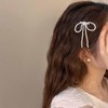 Cimenexe Bohemian Pearl Bow Hair Clips White Pearl Bow Tie