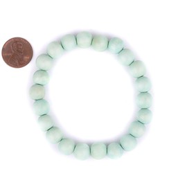 TheBeadChest Wood Stretch Bracelet, Mint Green - Stackable Beaded Jewelry, Unisex for Men & Women