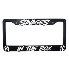 LP Frameworks NY Yankees Savages in the Box 3D Raised License Plate Frame | 1 Pack Car License Plate Cover | Universal US Car Black License Plate Holder | Auto Accessories (Car, Truck and SUV) (Black)