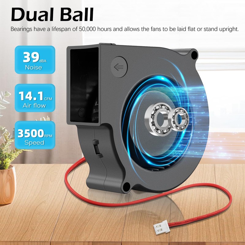 Wathai 75mm x 30mm 12V Blower Cooling Fan Dual Ball