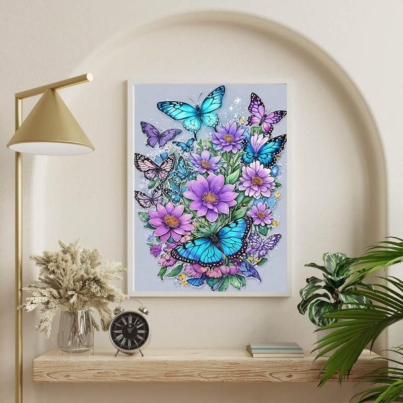 Baipisan Cross Stitch Kits for Adults - Butterfly Stamped Crossstitching
