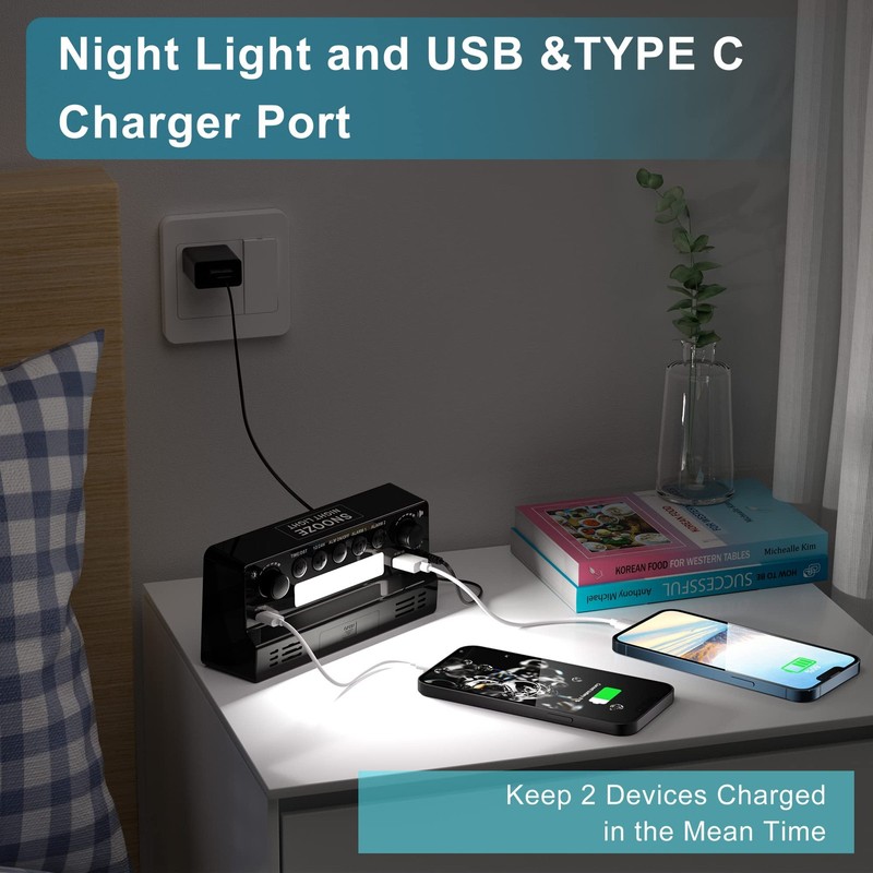 Pplee Alarm Clock for Bedroom 7 in Large Display Digital