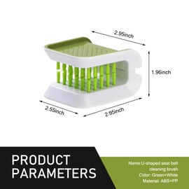 GRANDI Pack-2 Car Seat Belt Cleaning Brush, Collapsible Interior Dusting Brush, U-Shaped Double-Sided Cleaning Tool, Universal for Most Cars (Green)