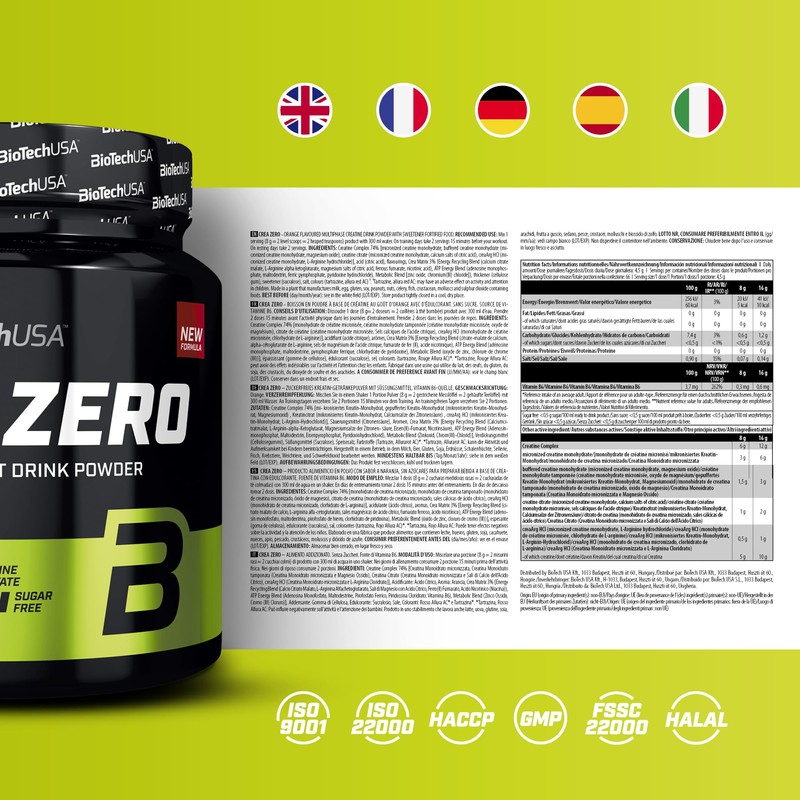 BioTechUSA Crea Zero 15 Active Ingredients BCAAs Vitamins and Minerals