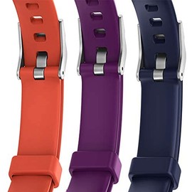 Septoui Replacement Wristband for Fitness Bracelet Smartwatch, Skin-friendly and Breathable, 3 Packs Purple Blue Orange